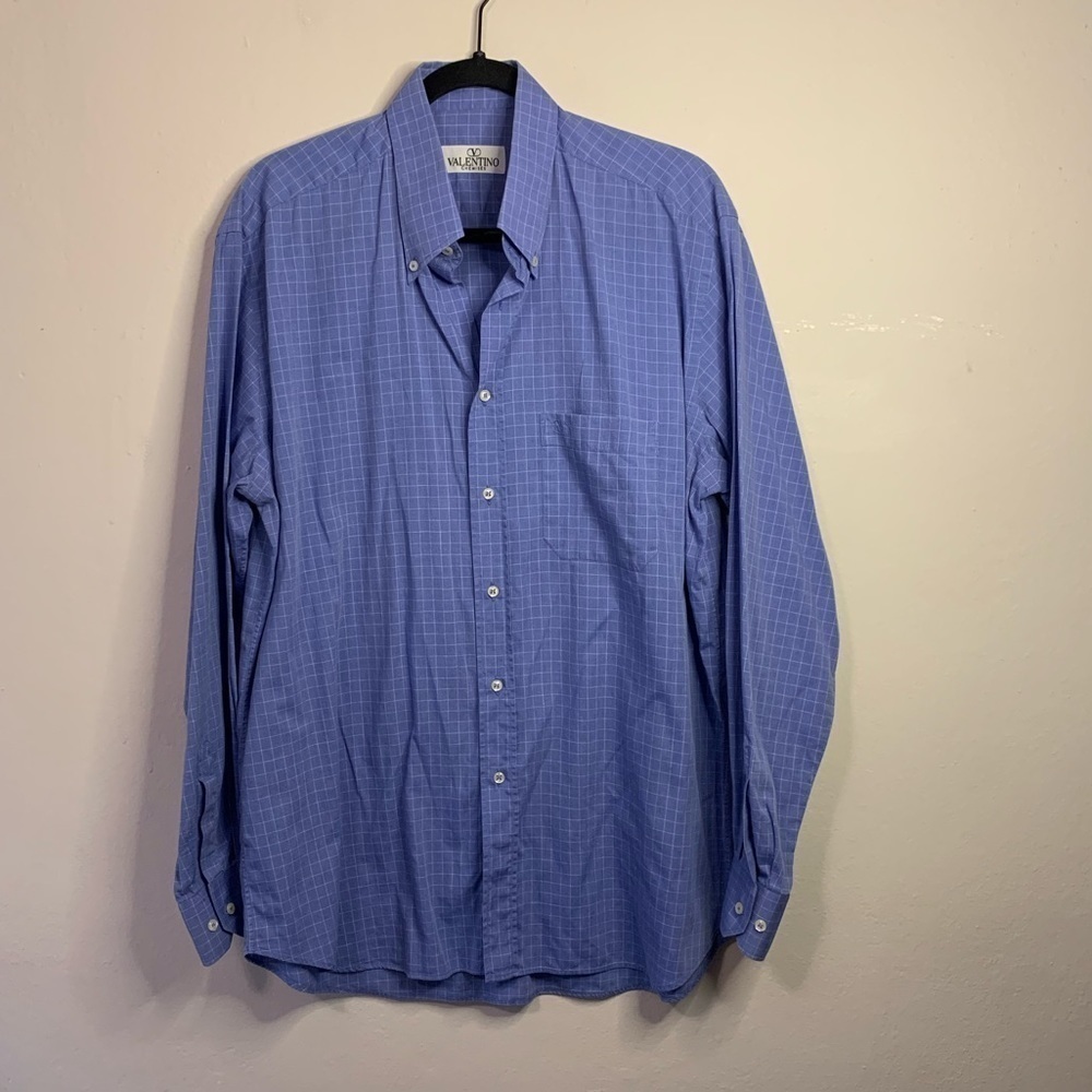 Valentino Blue Checkered Button Down